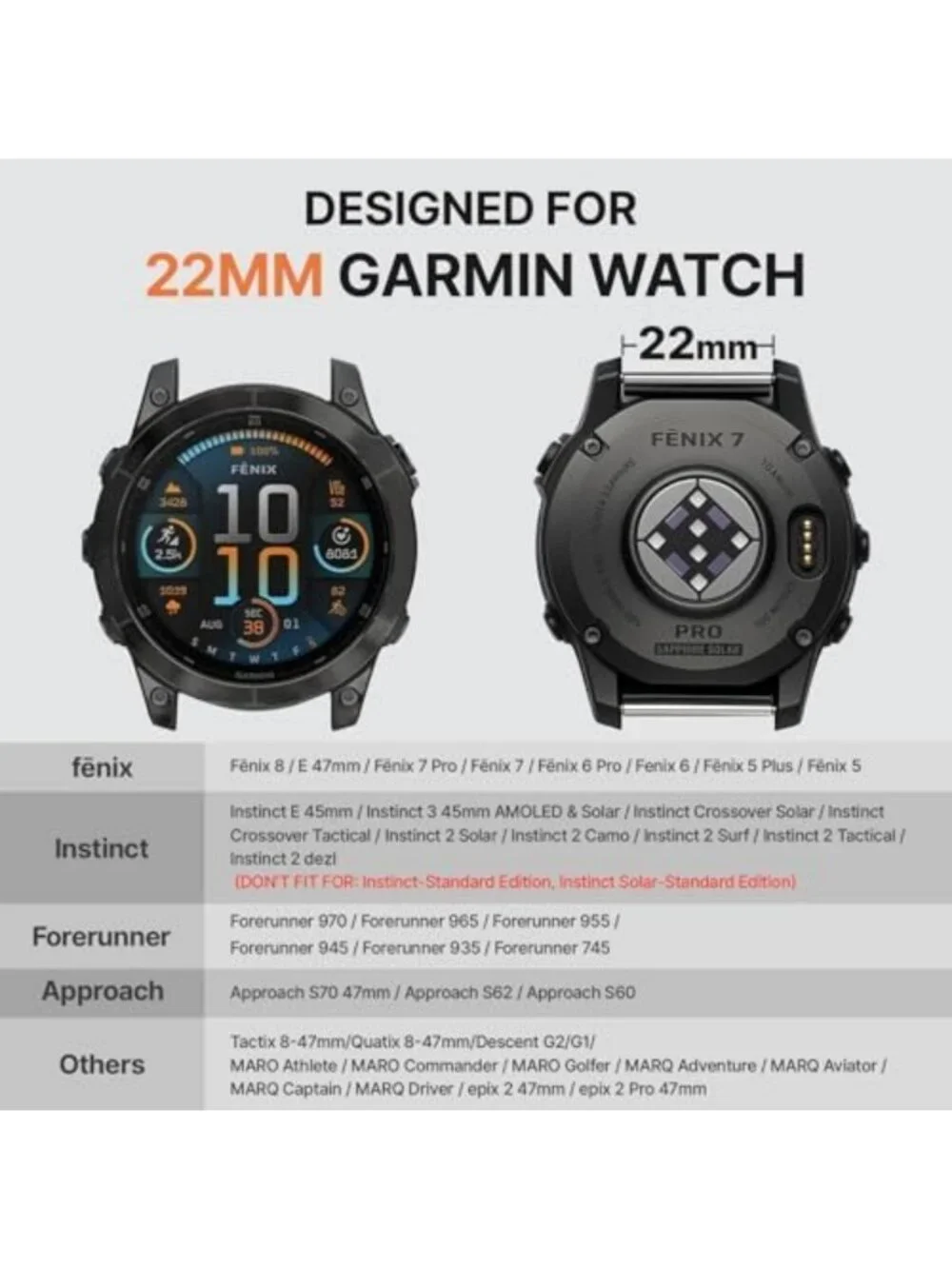 Magnetic Nylon Watch Band for Garmin, Quick Fit 22mm, Adjustable & Stylish